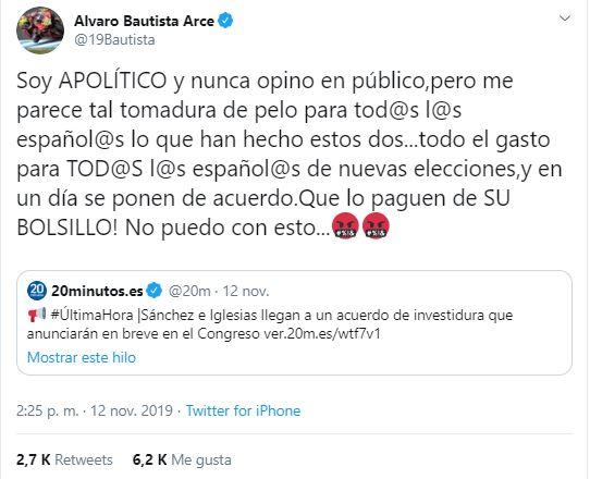 Tuit Álvaro Bautista Tuit Álvaro Bautista