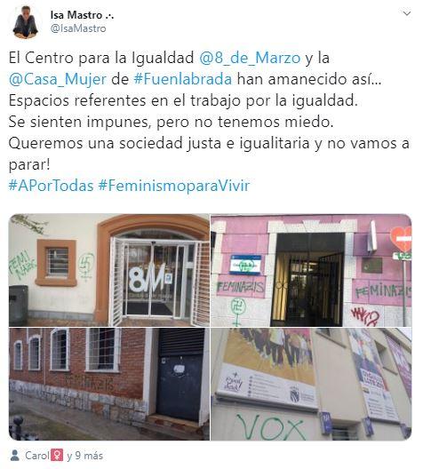 Pintadas en asociaciones feministas en Fuenlabrada