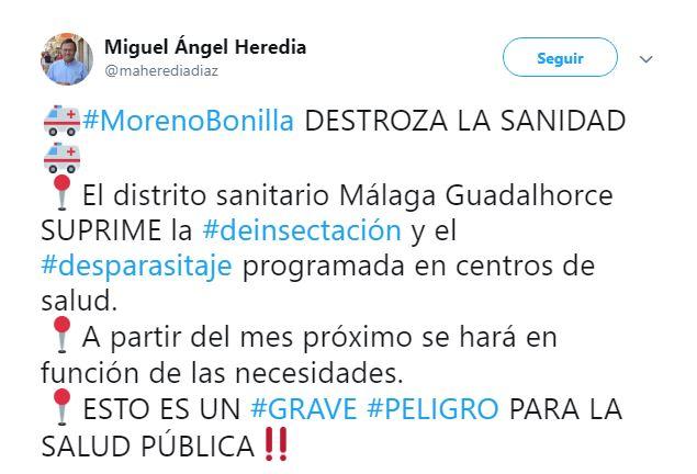 Tuit de Miguel Ángel Heredia. Twitter