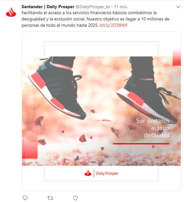 Tuit del Banco Santander Tuit del Banco Santander