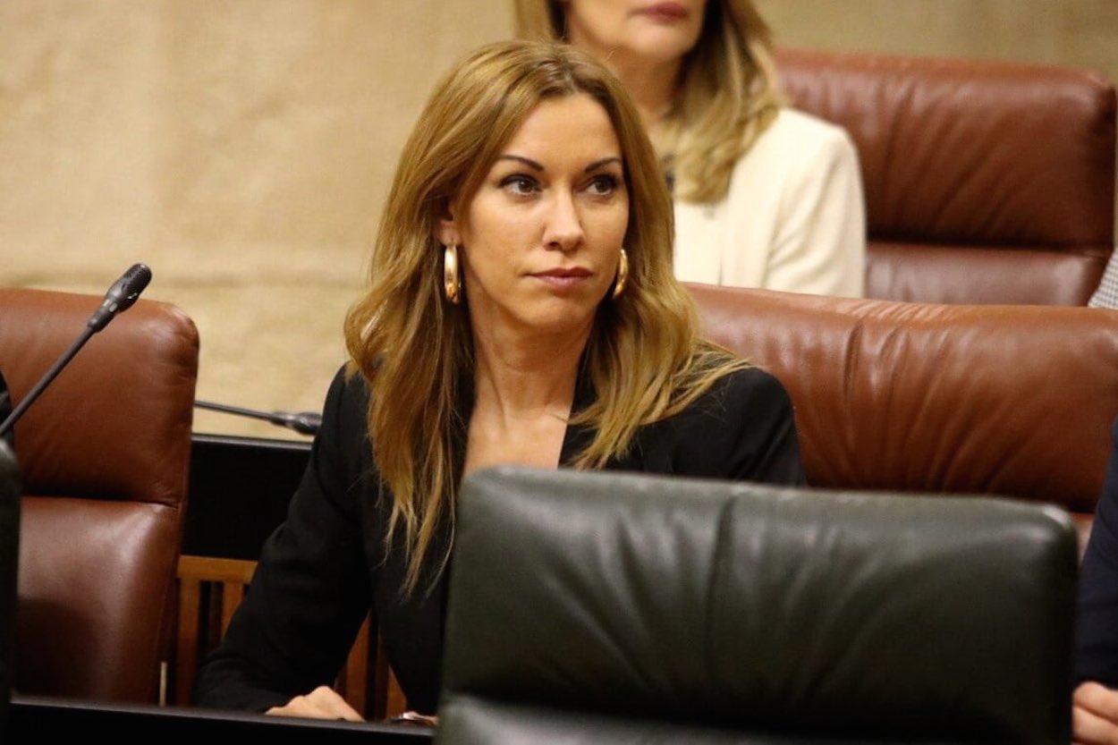 Mercedes López Romero, este miércoles estrenando su escaño en el Parlamento andaluz. TWITTER