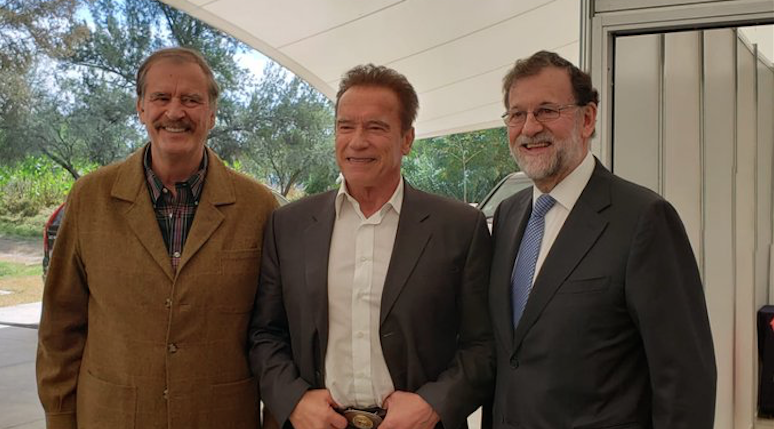 Imagen de Vicente Fox junto a Mariano Rajoy y Arnold Schwarzenegger
