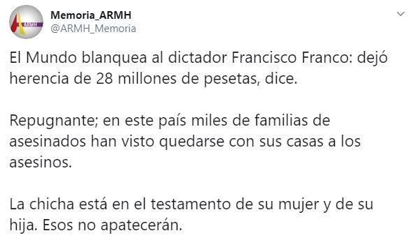 Tuit de la Asociación de Memoria Histórica. Twitter Tuit de la Asociación de Memoria Histórica. Twitter
