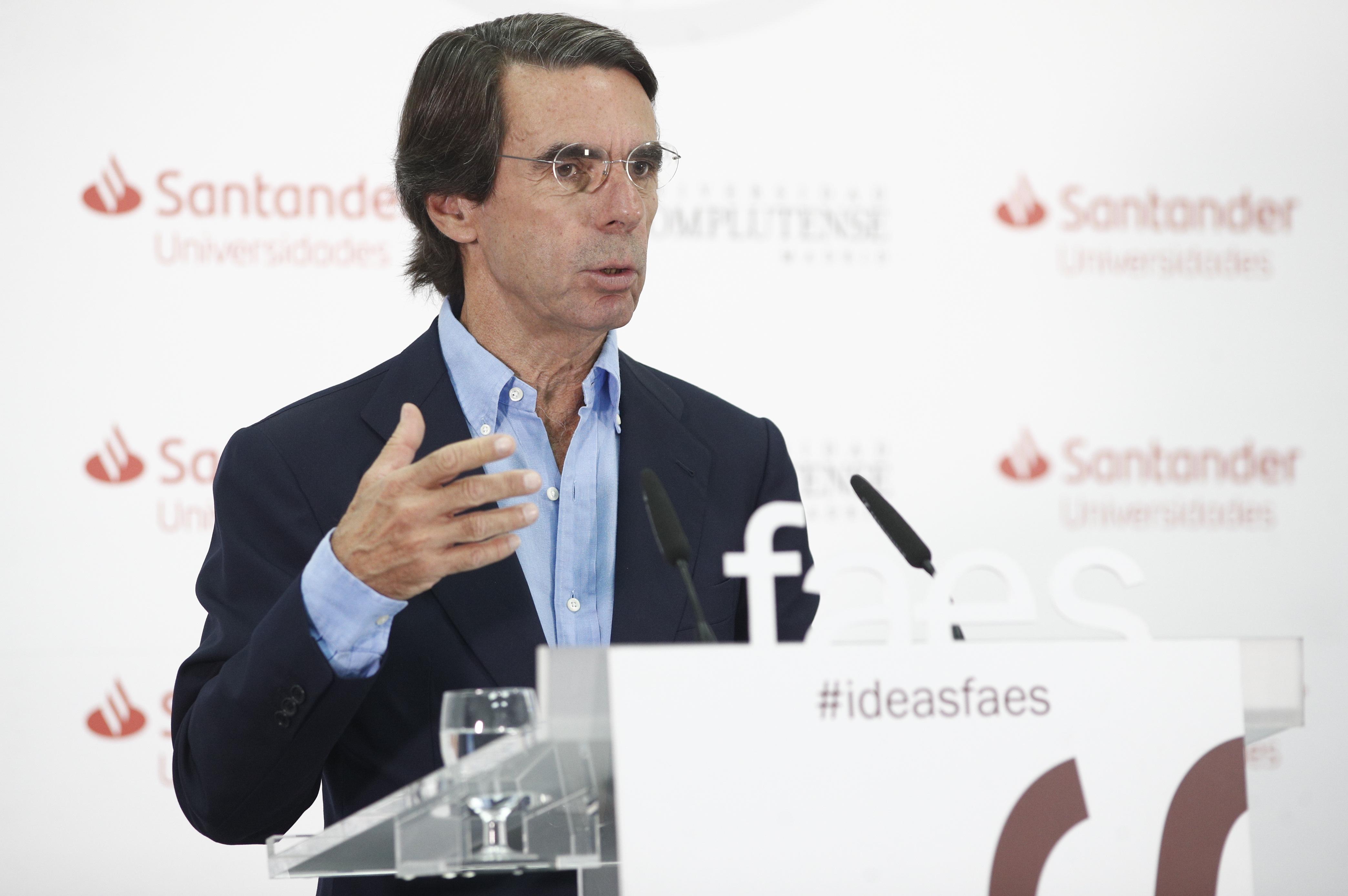 El expresidente del Gobierno y presidente de la Fundación FAES José María Aznar ofrece la conferencia de clausura del curso 'España calidad democrática cohesión y futuro del bienestar' 