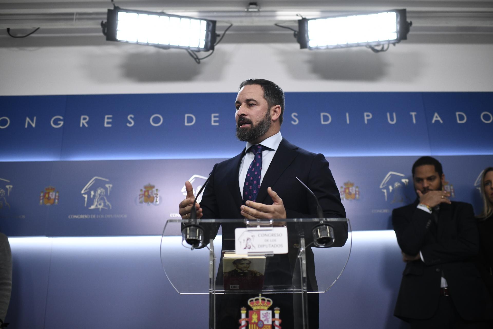 El presidente de Vox Santiago Abascal comparece en el Congreso de los Diputados