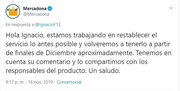 Tuit de Mercadona. Tuit de Mercadona.