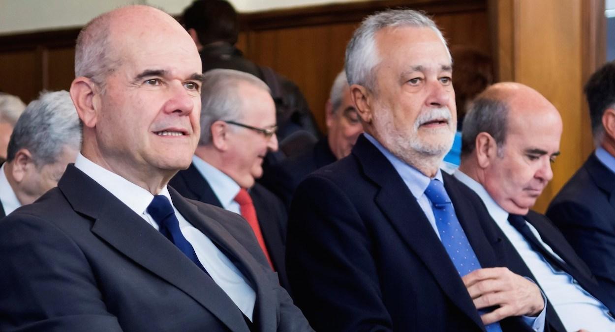 Manuel Chaves, José Antonio Griñán y Gaspar Zarrias, durante el juicio de los ERE.