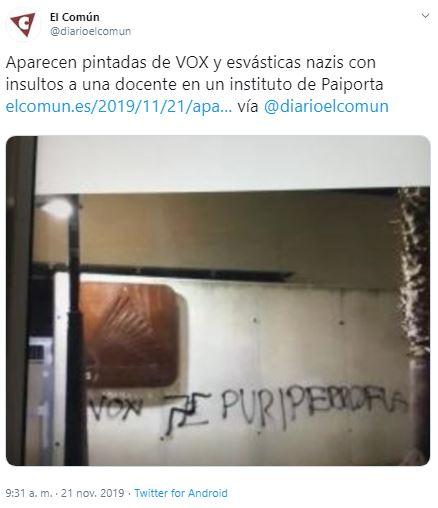 Pintadas en colegios de la Comunidad Valenciana