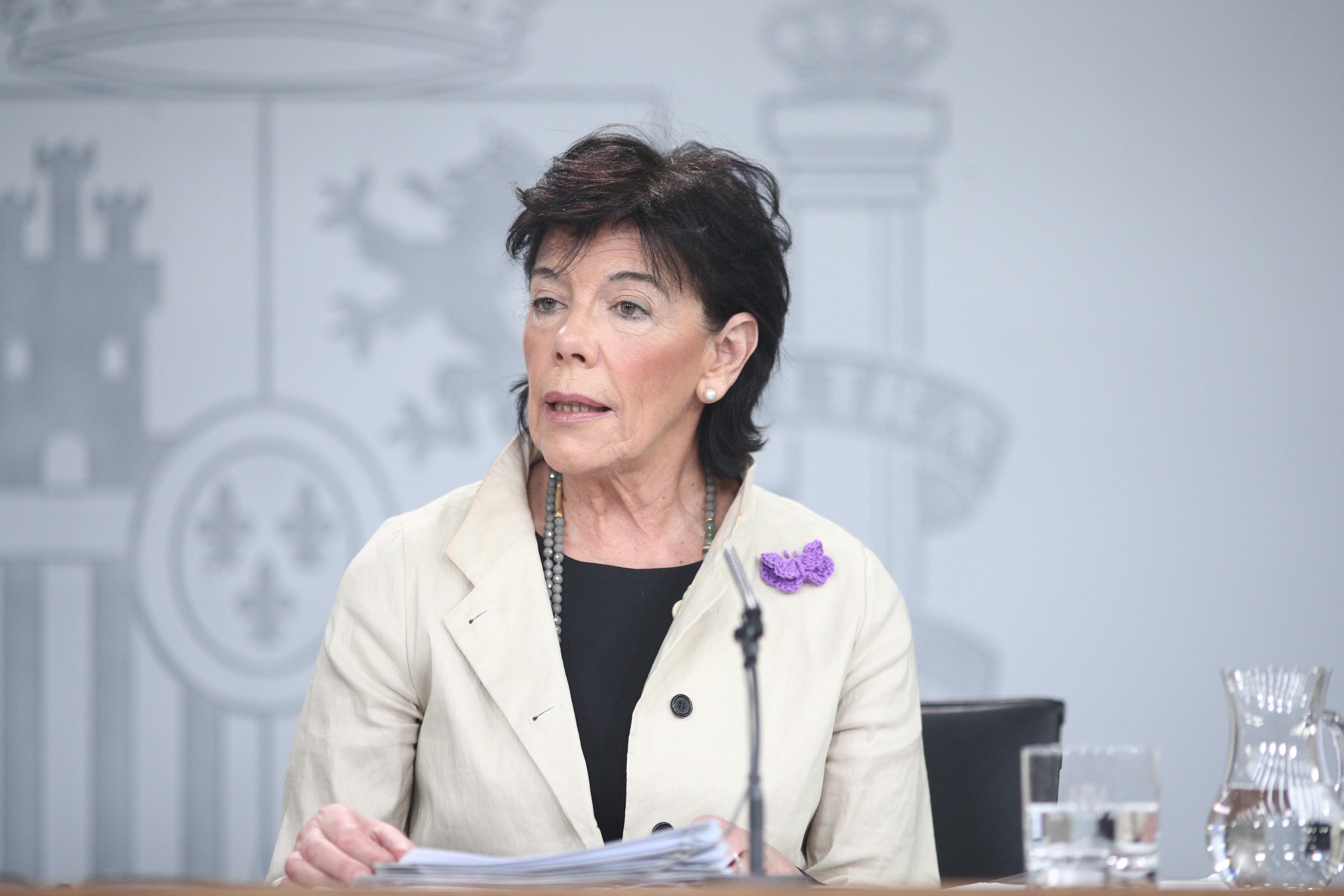 La ministra Portavoz y de Educación y Formación Profesional en funciones Isabel Celaá. Fuente: EP.