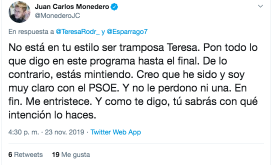 Tuit Monedero - Teresa Rodríguez 2 Tuit Monedero - Teresa Rodríguez 2