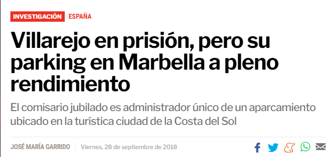 Titular de la noticia del párking de Villarejo