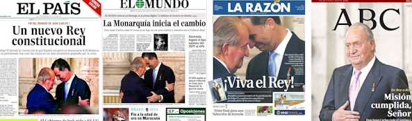 La prensa española se rinde a la monarquía española elogiando hasta la extenuación a Juan Carlos I y Felipe VI