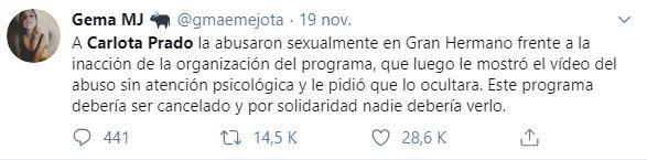 Tuit a favor de Carlota