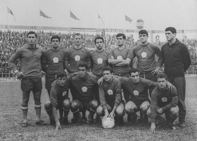 Selección española de fútbol militar que ganó la Copa Mundial Militar en 1965. EP