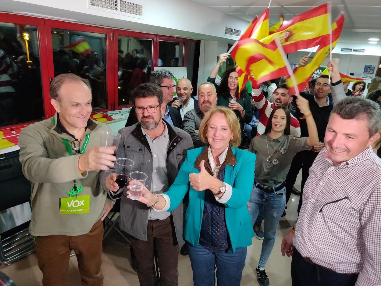 Vox Murcia celebrando los resultados electorales