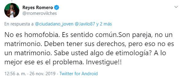 Tuit de Reyes Romero. Twitter