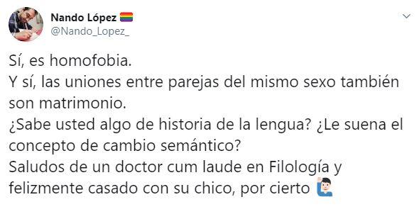 Tuit de Nando López. Twitter