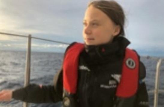 EuropaPress 2518421 Greta Thunberg en su 15 día de navegación hacia Lisboa para acudir a la COP25