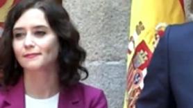 La cara de Isabel Díaz Ayuso durante el discurso de Ignacio Aguado. Fuente: Twitter.