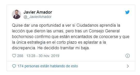 Tuit de Javier Amador Tuit de Javier Amador