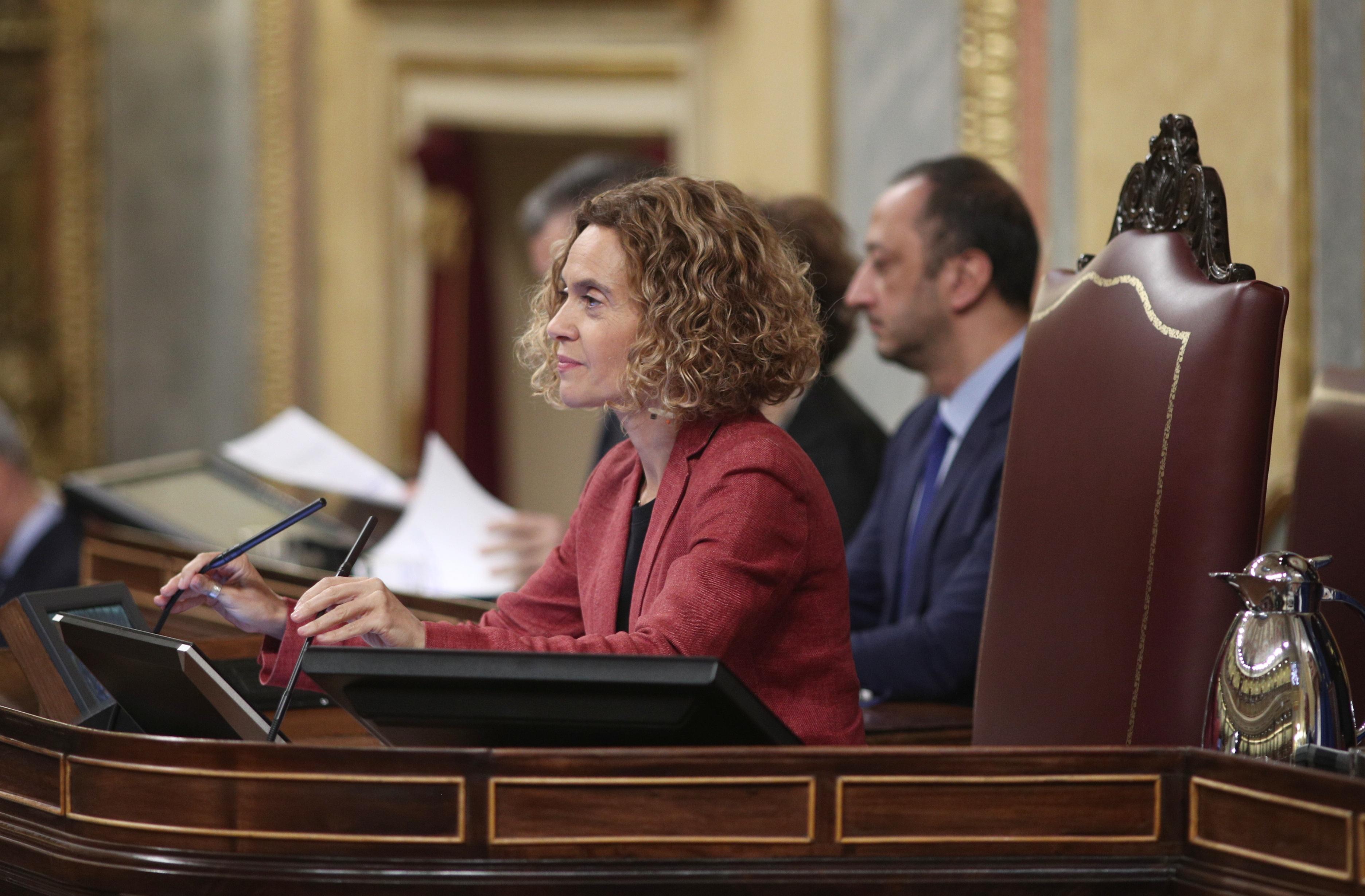 La reelegida presidenta del Congreso de los Diputados Meritxell Batet durante su intervención en la sesión de constitución de las Cortes para la XIV Legislatura en el Congreso de los Diputados 