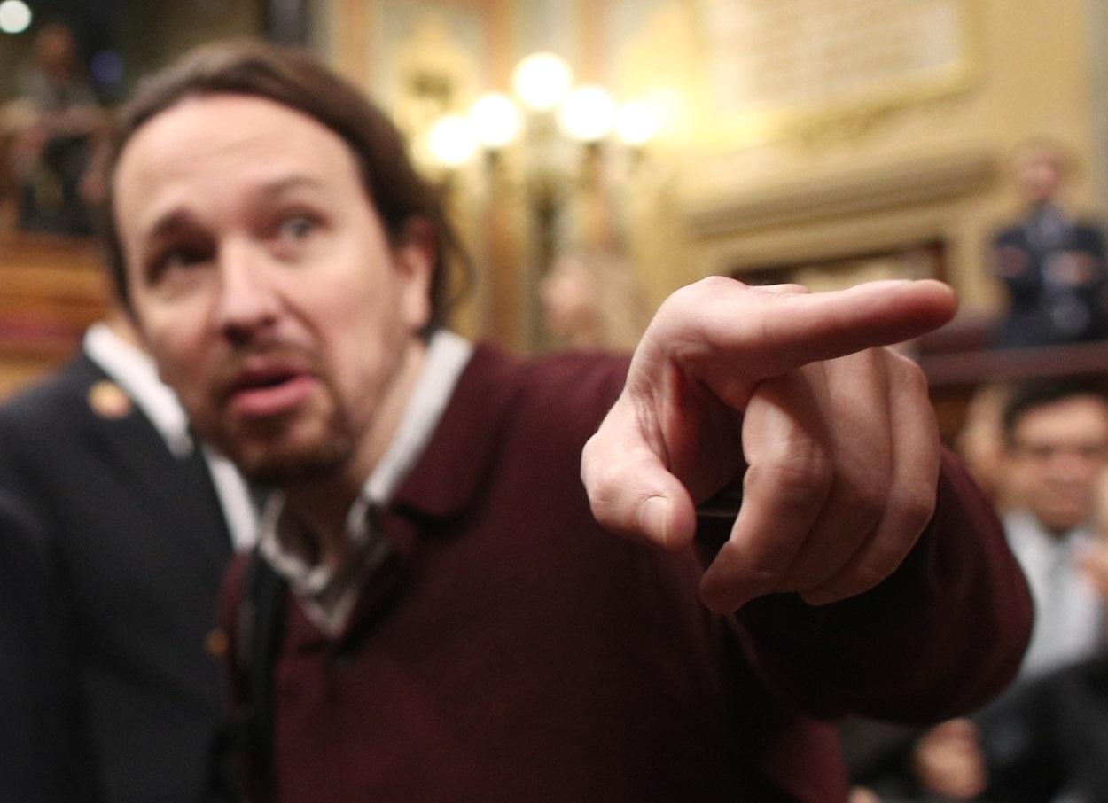 El secretario general de Podemos, Pablo Iglesias, en el Congreso