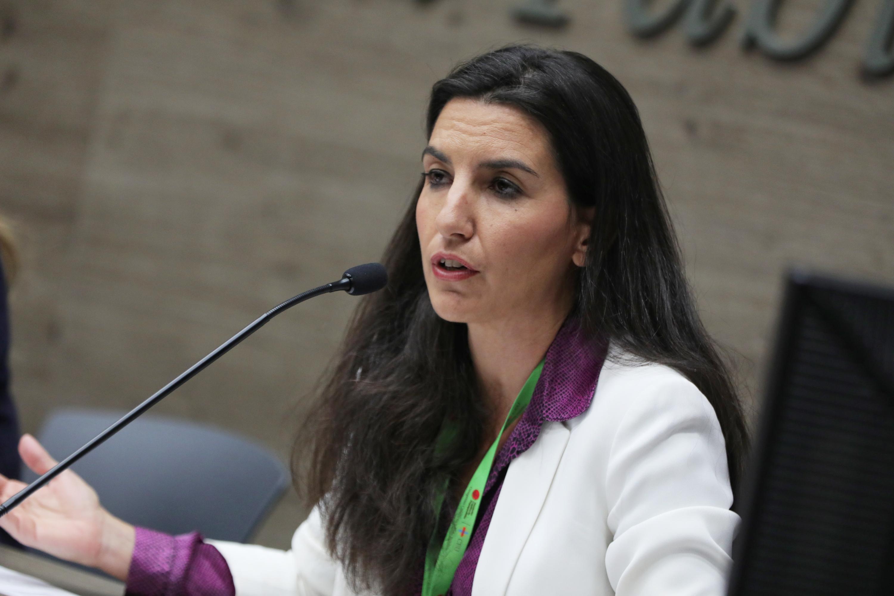 La portavoz de Vox en al Asamblea de Madrid Rocío Monasterio participa en un debate con otros representantes del PSOE PP y Cs sobre libertad de educación