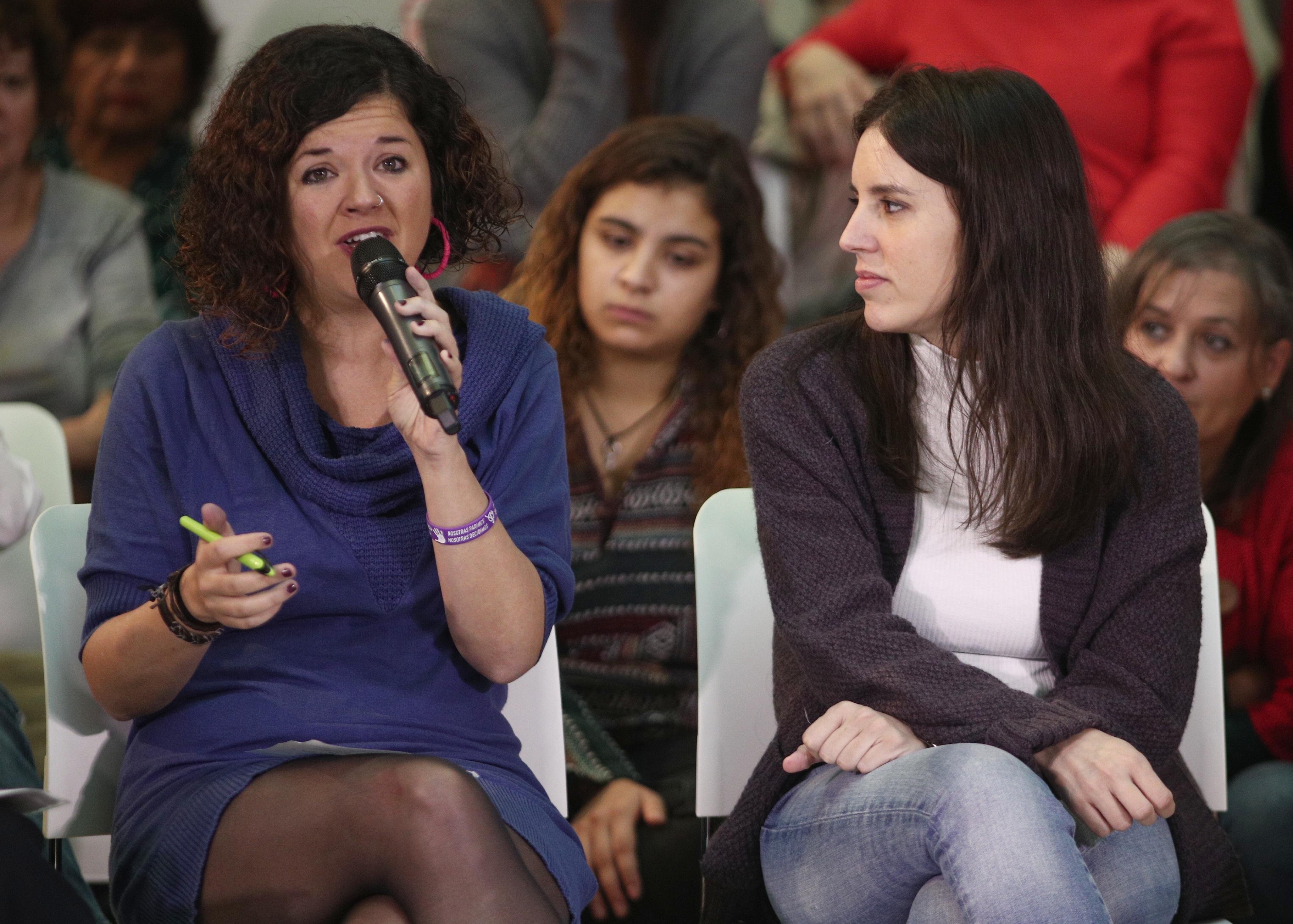 Sofía Castañón y la portavoz de Unidas Podemos en el Congreso Irene Montero