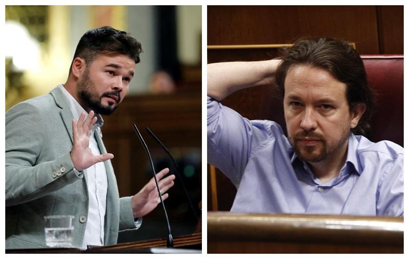 Gabriel Rufián (izquierda) y Pablo Iglesias. Fuente: elaboración propia.