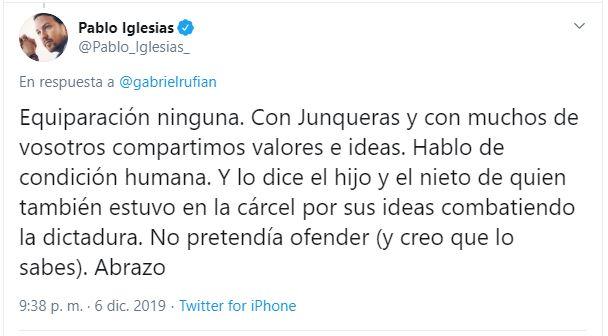 Tuit de Pablo Iglesias. 