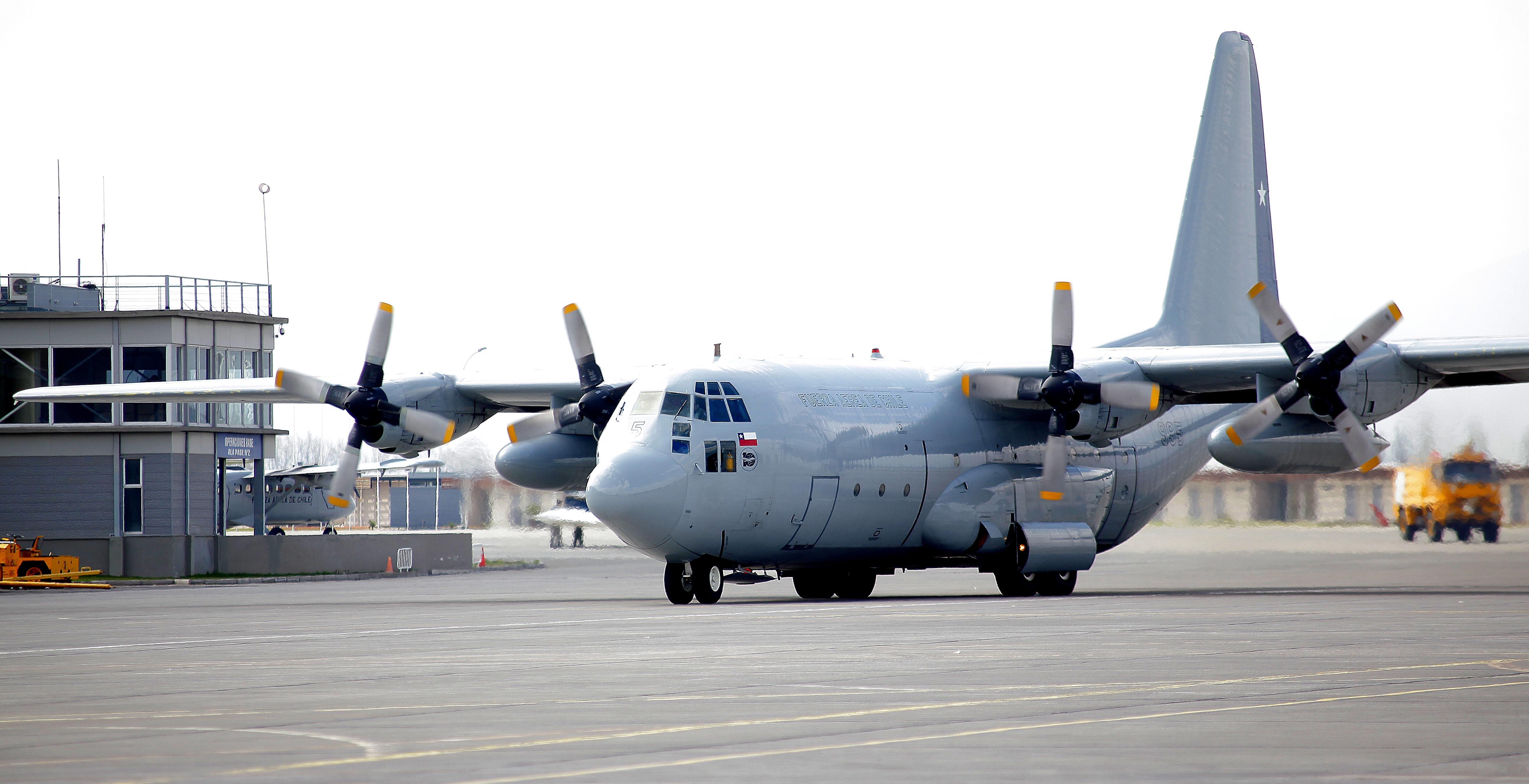 El avion Hercules C  130 de la Fuerza Aérea de Chile. EP