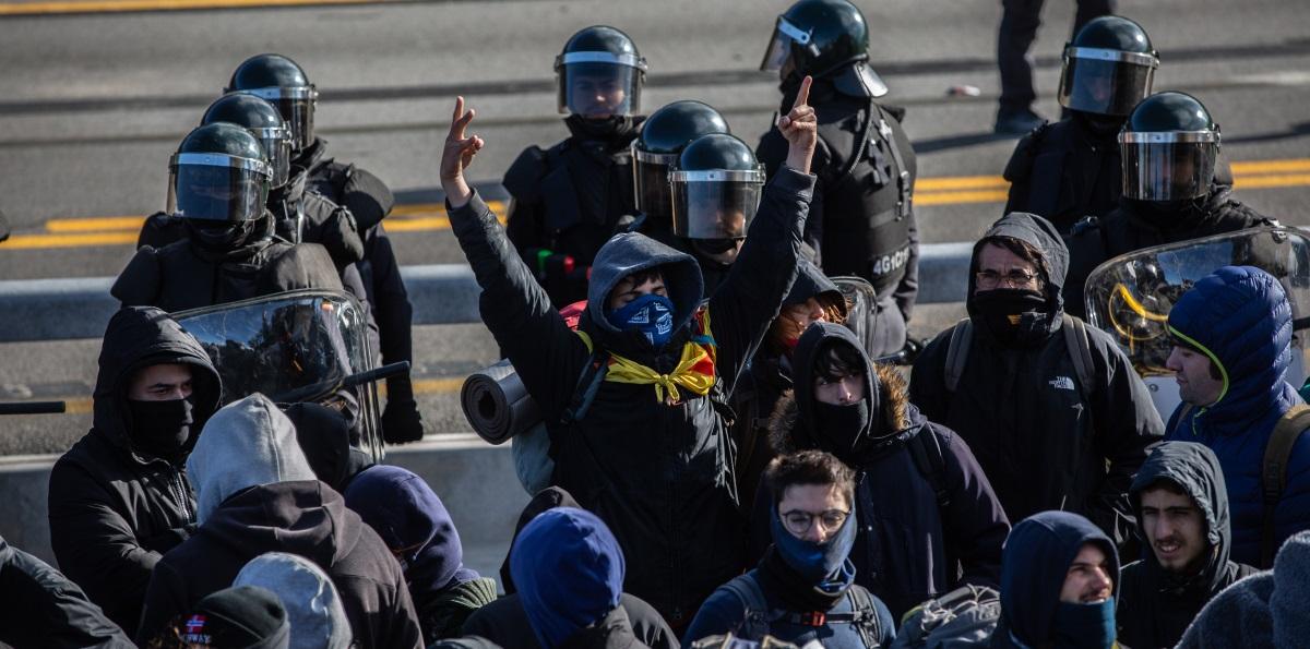 Manifestantes en una acción convocada por Tsunami Democràtic. EP archivo