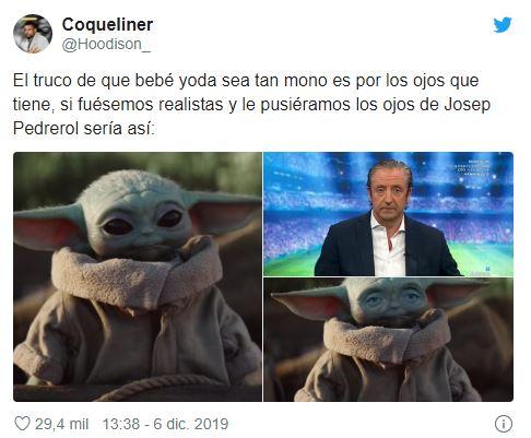 Baby Yoda con los ojos de Pedrerol