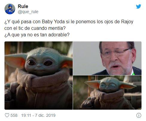 Baby Yoda con los ojos de Rajoyu