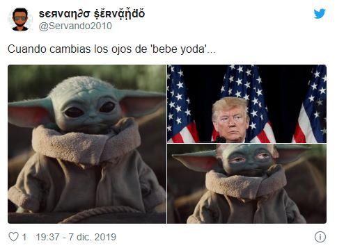Baby Yoda con los ojos de Trump