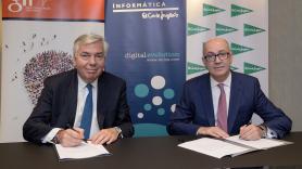 Vincent Rouaix, presidente y CEO del grupo Gfi; Jesús Nuño de la Rosa, presidente de IECISA - El Corte Inglés