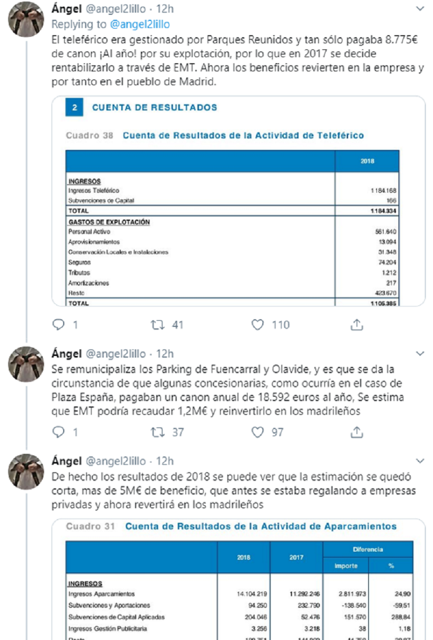 Hilo de Twitter sobre la huelga de la EMT 3