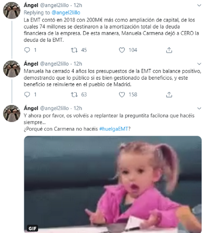 Hilo de Twitter sobre la huelga de la EMT 4