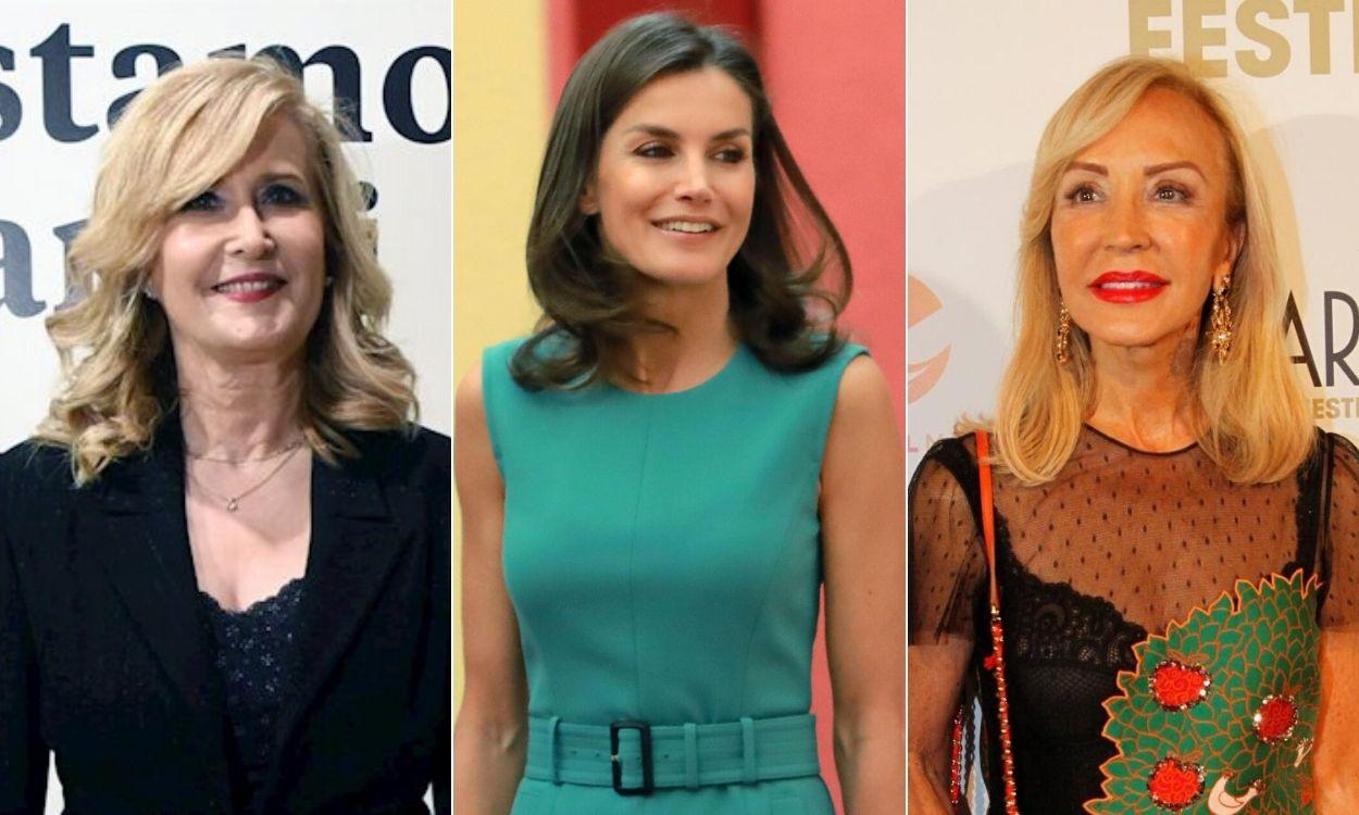 Nieves Herrero, la Reina Letizia y Carmen Lomana, ganadoras de la Lotería.