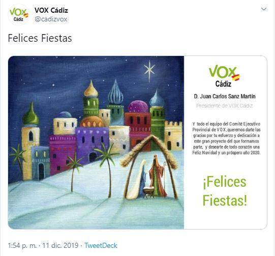 Vox Cádiz felicitación navideña