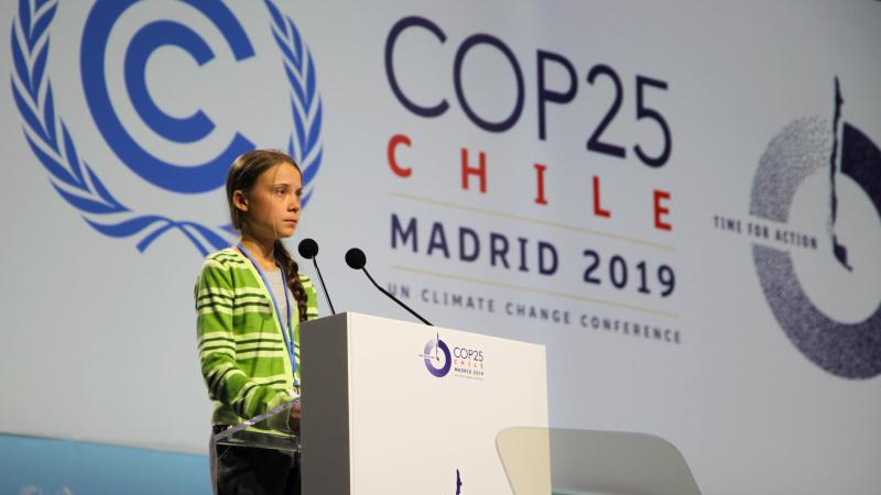 Greta Thunberg durante la conferencia en la Cumbre Mundial del Clima de Madrid. Europa Press