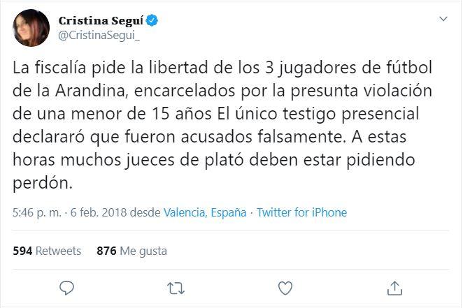 Tuit Cristina Seguí