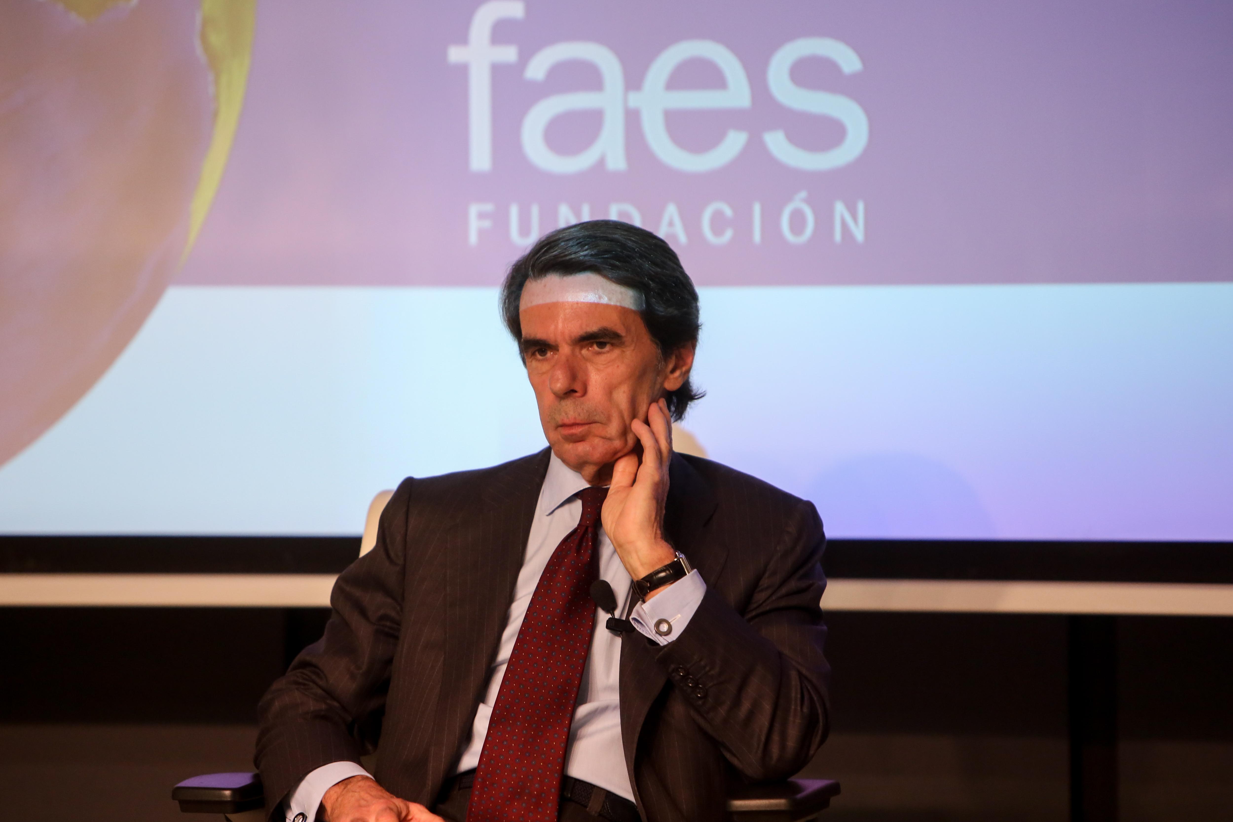 El expresidente del Gobierno y presidente de la Fundación FAES José María Aznar presenta la actualización del informe de FAES América Latina. Europa Press