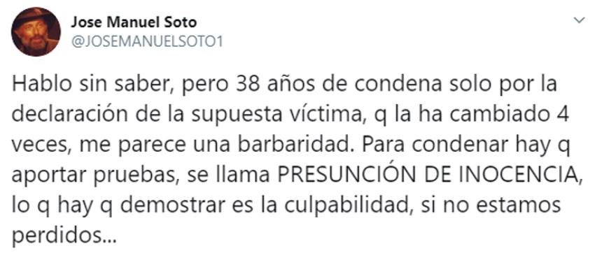 Tuit de José Manuel Soto sobre los exjugadores del Arandina