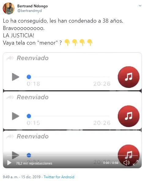 Captura de la filtración de los audios por el negro de vox