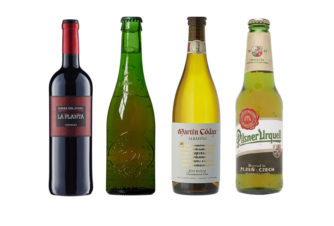 Varios tipos de vinos y cervezas