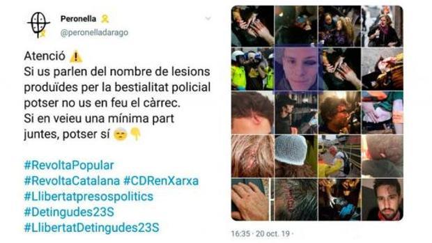 Publicación en redes sociales de la agresividad policial