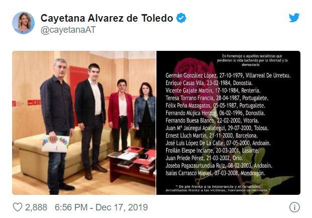 Tuit de Cayetana Álvarez de Toledo Tuit de Cayetana Álvarez de Toledo