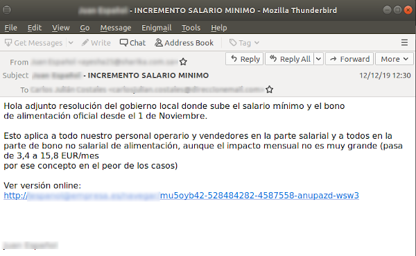 El correo que puede contagiar con un virus a tu ordenador