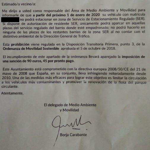 Carta de Borja Carabante a los vecinos de Madrid Carta de Borja Carabante a los vecinos de Madrid